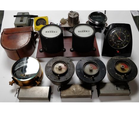 A collection of military gauges, along with a various remote conductors and a Cambridge instrument galvanometer model no24A