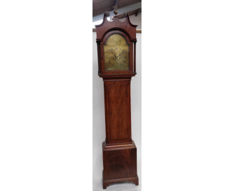 A longcase clock in a mahogany case, with a brass face by Hayter, Wells, Somerset, with an eight day movement