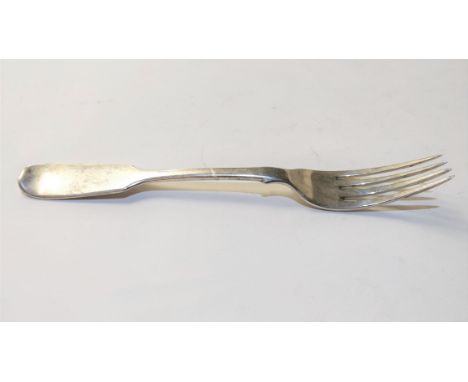 A single Victorian silver fiddle pattern dessert fork, by William Eley, 45 g (1.4 troy ozs) gross