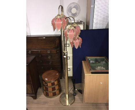 VINTAGE BRASS 5 LIGHT STANDARD LAMP DOWNLIGHTS