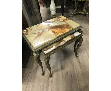NEST OF TWO VINTAGE ONYX TABLES