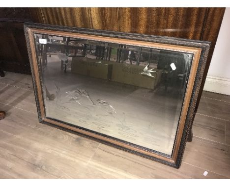 LOVELY ENGRAVED AND BEVELLED VINTAGE MIRROR