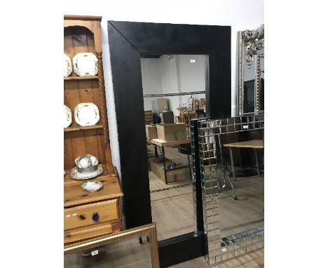 WIDE BLACK FRAMED MIRROR 95CM HIGH BY 191CM