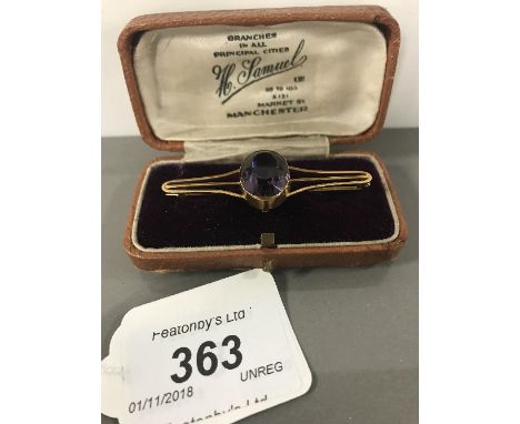 LARGE GOLD AMETHYST BROOCH