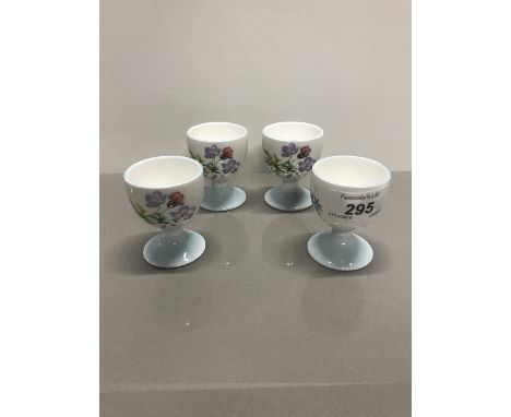 4X VINTAGE CHINA EGG CUPS WILD FLOWER