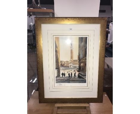 SIGNED PRINT SIENA BY ALAN REID ARTISTS PROOF WITH PENCIL SKETCH IN BOTTOM CORNER
