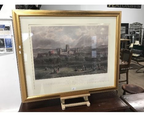 CITY OF DURHAM FROM THE OBSERVATORY FIELDS PRINT 73CM WIDE (J W CARMICHAEL   J T  WILLMORE)