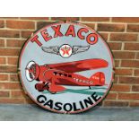 Texaco Aviation Gasoline Circular Enamel Sign
