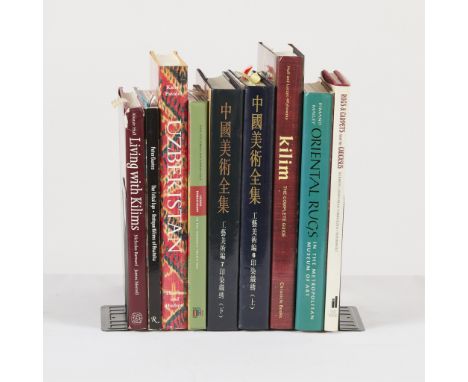 Group of books related to textiles and rugs including: Kilim, Caucasian rugs, Oriental rugs at the Metropolitan Museum of Art