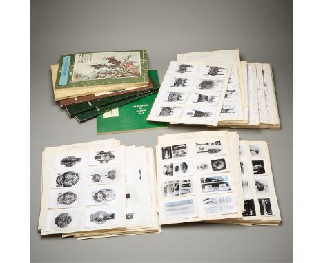 Group of early foreign language books, documents, and research archive ephemera composed of photographic prints and negatives