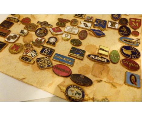Part sheet of enamel badges, all lacking pins 