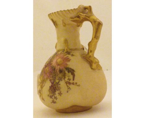 Royal Worcester small blush ivory floral ewer H: 16 cm 