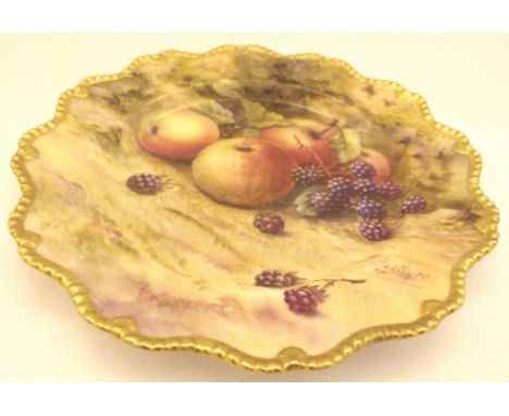 Royal Worcester large Fallen Fruits plate signed Lockyer   CONDITION REPORT:  There are some cutlery marks, light scratches t