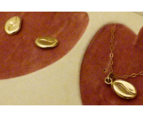 9ct yellow gold coffee bean necklace and matching earrings 