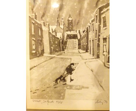 Riley limited edition monochrome print 12/15 street Salford 77, 18 x 26 cm 