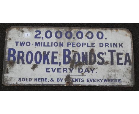 ENAMEL ADVERTISING SIGN, BROOKE BOND'S TEA 2 MILLION PEOPLE DRINK