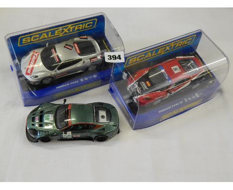 SCALEXTRIC CARS C2874 FERRARI, F430 SILVER BOXED, C2938 FERRARI F430GT, NO5, RSV, ASTON MARTIN U/B