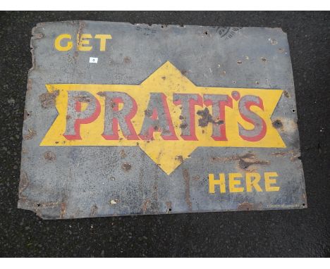 ENAMEL ADVERTISING SIGN GET PRATTS HERE 42" X 30"