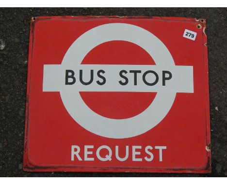 LONDON TRANSPORT ENAMEL REQUEST BUS STOP SIGN IN VGC