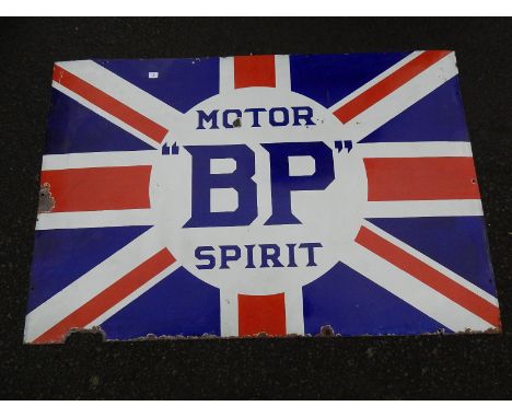 ENAMEL ADVERTISING SIGN BP MOTOR SPIRIT 54" X 36"