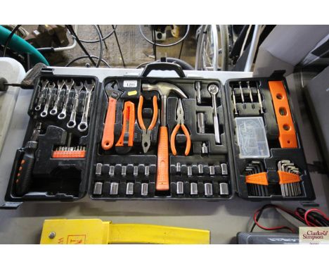 A quantity of hand tools in fitted black plastic travel case 