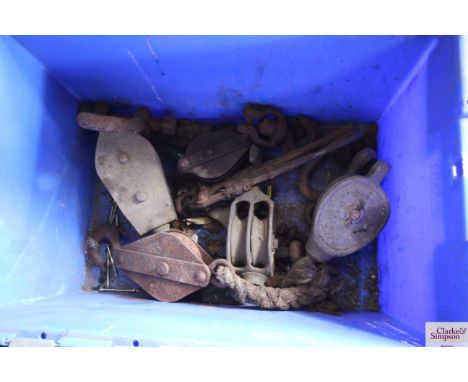 A quantity of vintage pulleys 