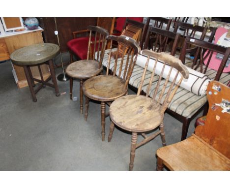 Three Ibex type stick back chairs