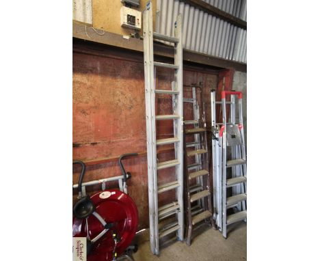 An aluminium extending ladder