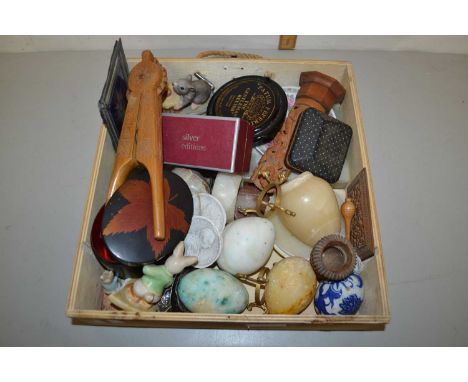Mixed Lot: Various stone eggs, trinket boxes, nut crackers etc
