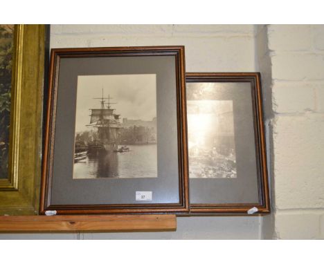 Whitby, Yorkshire Interest - A photograph by Frank Meadow-Sutcliffe of The Market Place and another of The Opal Ship (2)