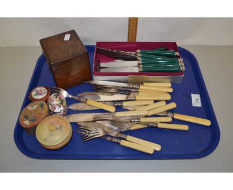 Mixed Lot: Various trinket boxes, cutlery etc