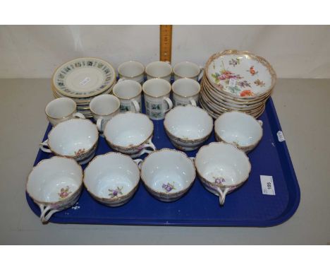 Mixed Lot: Royal Doulton Tapestry pattern coffee cans and saucers together with continental  floral decorated tea cups and sa