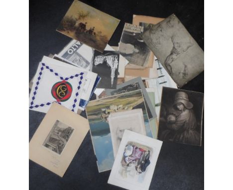 Large quantity of 19thC prints, original drawings, old French portrait photographs etc 