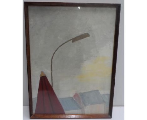 Geneviève Zondervan (French 1922-2013) oil on board, Study of roof tops & lamp post, unsigned, framed and glazed,40 x 30 cm 