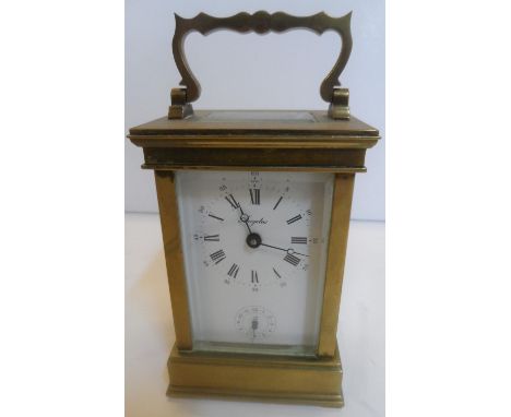 L'Eppe of France "Angelus" antique brass carriage clock,Believed to be in full working order 12 cm high