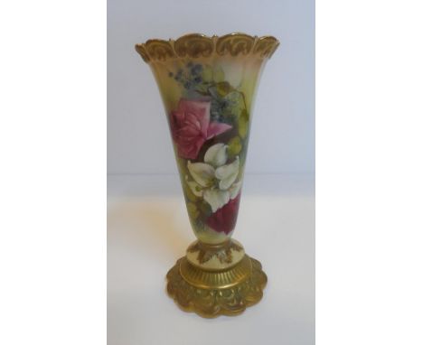 A Royal Worcester vase, decorated with roses, shape number G706, 20 cm
