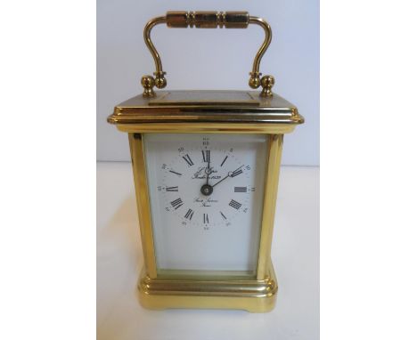 L'Eppe of France brass cased carriage clock timepiece (with key), Believed to be fully working