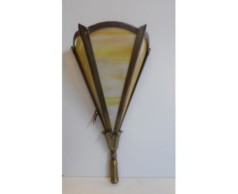 Antique brass &amp; yellow glass wall light fitting 