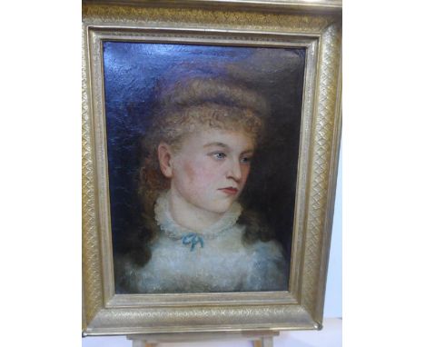 F Robinson 1870 oil on board, portrait of a lady in fine quality original frame,The portrait measures 41 x 31 cm 
