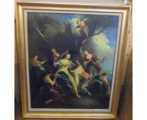 Large, unsigned, 20thc oil on board, after the old master in pleasing gilt frame,The oil measures 102 x 86 cm 