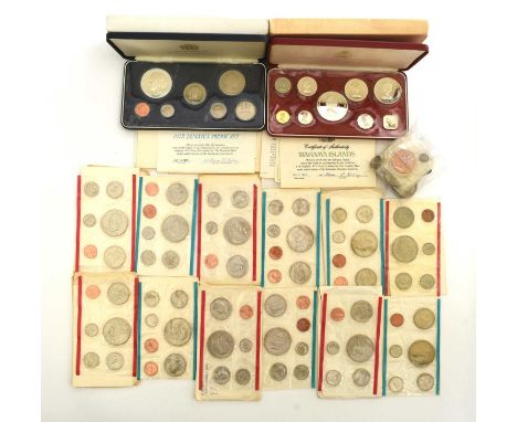 United States coinage comprising six 1976 proof sets in cases andSeven 1974-1975 US mint uncirculated coin,Eight America's fi