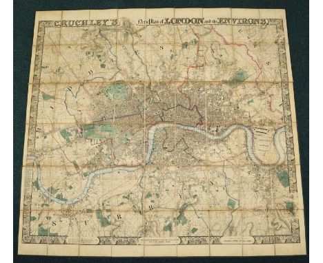 CRUCHLEY'S NEW PLAN OF LONDON and its environs. A new edition improved to January 1st 1843. 1225mm by 1390mm (nearly 4 feet s