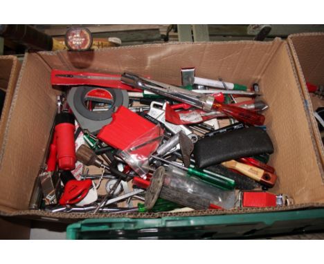 A box of various hand tools 