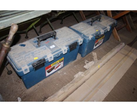 Two plastic tool boxes 