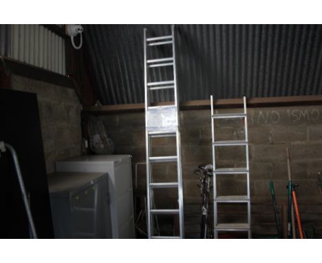 An aluminium extending ladder 
