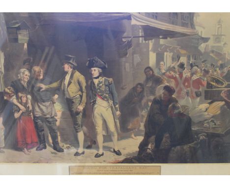 After FRED ROE (1895), Bound for Trafalgar's Bay, lithograph, framed and glazed. 102 x 76 cm.