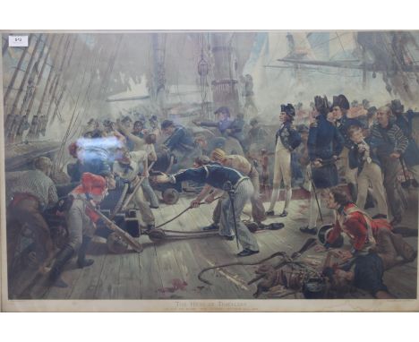 After W H OVERAND (1897), The Hero of Trafalgar, lithograph, framed and glazed. 94 x 67 cm.