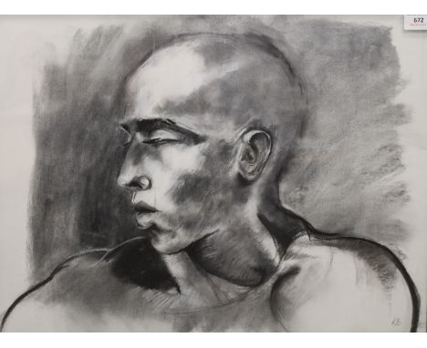 KATIE BAILEY (20th/21st century) British, Male Portrait, pastel; together with a Life Study, watercolour, each initialled KB,