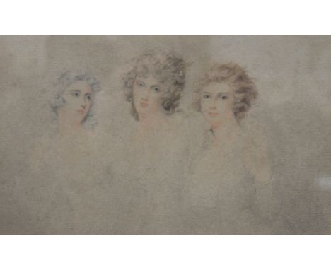 A 19th century print of Lady Elizabeth Townsend and Her Two Daughters, together with another of Three Young Ladies, each fram