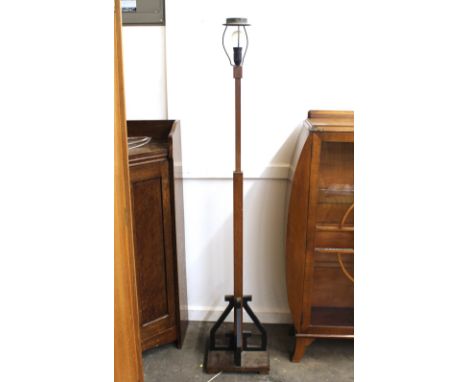An Art Deco oak standard lamp